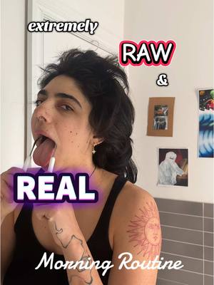 A post by @cascina on TikTok caption: extremely raw and real morning routine 