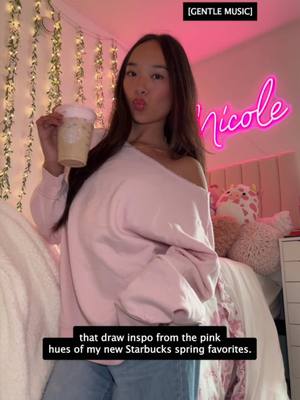 A post by @nicolelaeno on TikTok caption: Declaring pink as the color of this season!! The @Starbucks spring menu has got me set 💗🌸 #Starbucks #StarbucksAmbassador