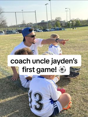 A post by @channingjanae on TikTok caption: uncle jayden’s coaching debut!! ⚽️ #soccer #soccercoach #uncle #funcle #youthsoccer #niece #couple #couplecomedy #husband #jayandchan #arkansas #lol #gameday 
