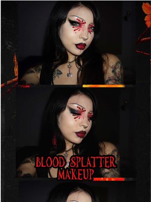 A post by @santanabarelaa on TikTok caption: blood splatter makeup :) 🩸 #altmakeup #alternative #makeu #tutorial #fypシ #alttiktok #alternativegirl #makeuptutorial #trending #foryoupage 
