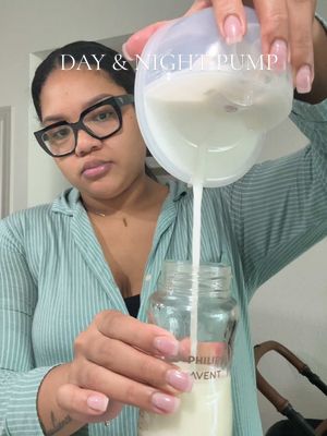 A post by @sheenaabrooks on TikTok caption: day & night pump 🥛🐮 didn’t film my afternoon session but I pump 3x a day!  #pumpingmom #momtok #momvlog #pumpwithme #creatorsearchinsights #momcozypump @Momcozy US 
