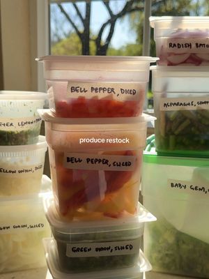 A post by @zoebarriesode on TikTok caption: produce restock in our new kitchen!! 😃 #asmr #asmrcooking #ingredientprep #cooking 