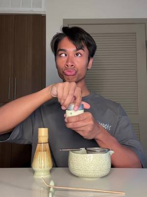 A post by @_angelomarasigan on TikTok caption: Making a lavender matcha latte 🥰🪻 #lavendermatcha #lavendermatchalatte #howtomakematcha #matcharecipes #highqualitymatcha 
