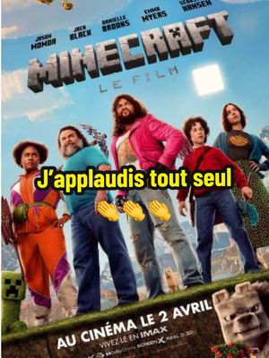 A post by @cebonvieuxchp on TikTok caption: J’ai pas aimé mais j’applaudis quand même 👏 #minecraft #jackblack #jasonmomoa #cinema #film 