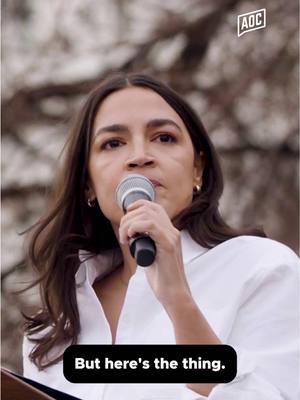 A post by @aoc on TikTok caption: Look at what Elon and Trump are doing to our health care, our veterans benefits, and our Social Security. They're slashing the programs that we, the working class, have spent a lifetime paying into. But not them, because they haven't paid their fair share in taxes in years. #AOC 