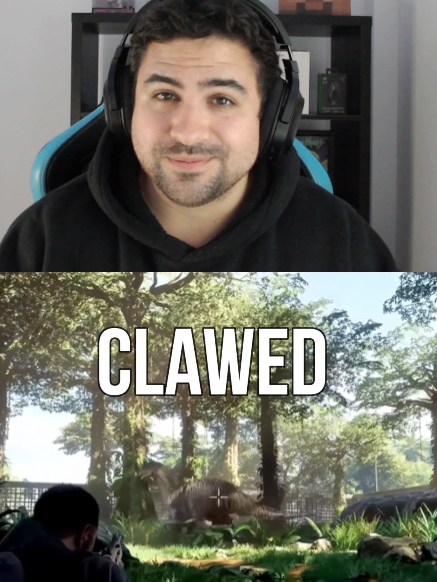 A post by @jake98yt on TikTok caption: Llega un nuevo juego de Supervivencia, CLAWED! #parati #fyp #terror #dino #supervivencia