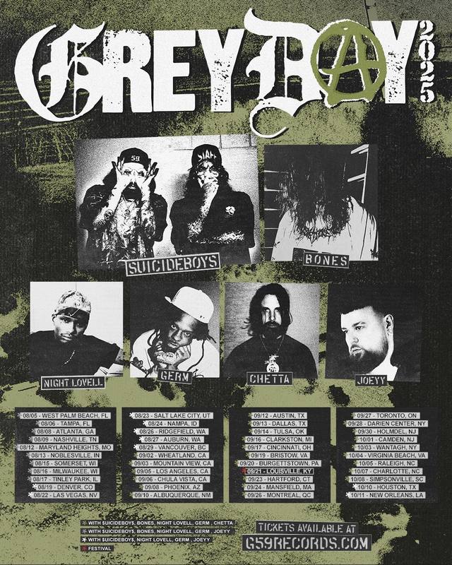 A post by @suicideboys on TikTok caption: ITS TIME FOR GREY DAY BUT TIME ISNT FOREVER TICKETS ON SALE WEDNESDAY 10 AM LOCAL LINK IN BIO