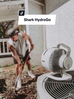 A post by @drewpow on TikTok caption: Working in the heat just became a whole lot more manageable thanks to my Shark HydroGo. #sponsoredbyshark #sharkhydrogo @Shark Home Go to the link in my bio and cool yourself down during these hot summer projects!