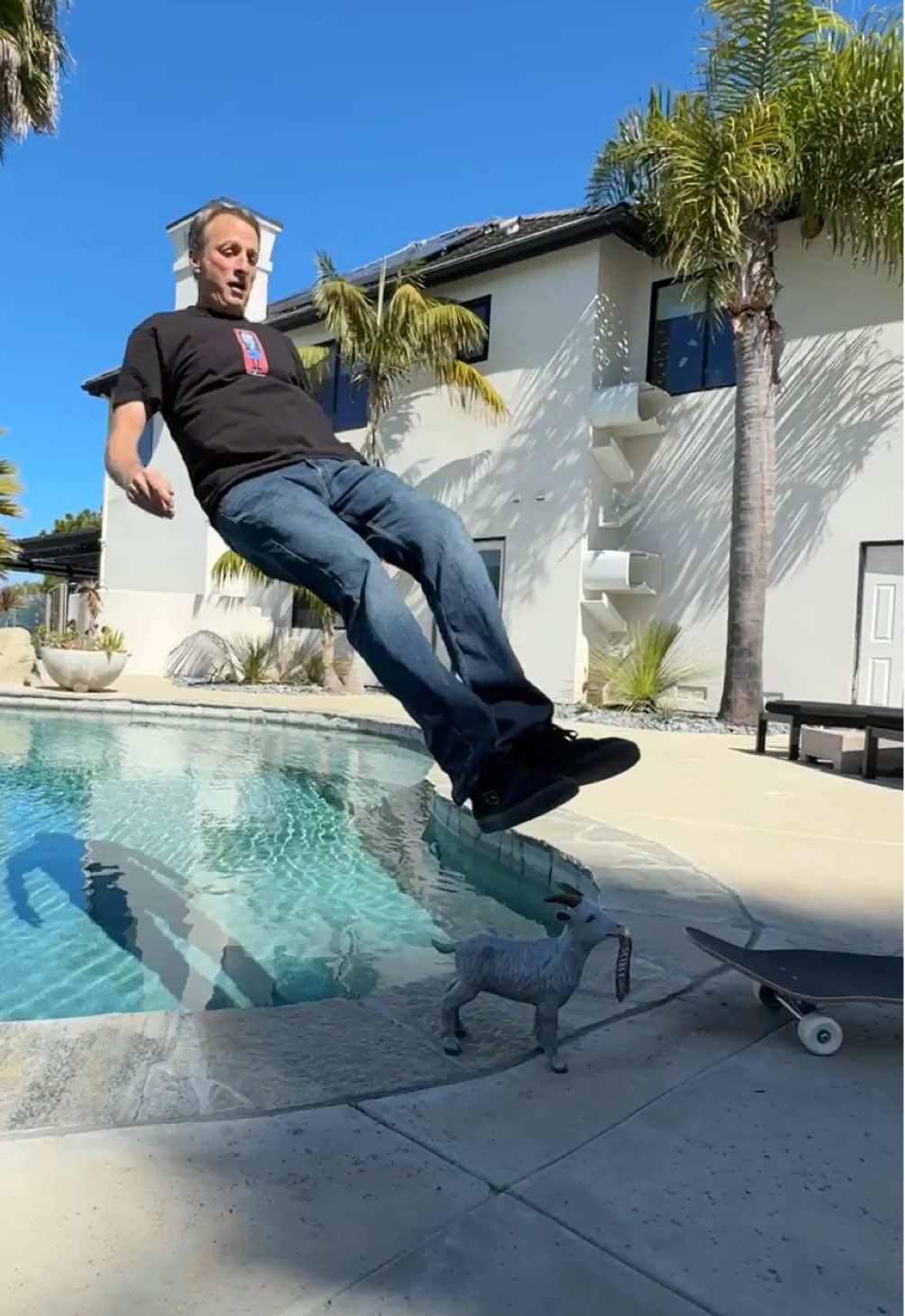 A post by @tonyhawk on TikTok caption: @OM Scott & Sons challenged me to achieve another level of G.O.A.T status. While that moniker is very generous, I’m not one to avoid a challenge of any kind. Full disclosure: one shuttlecock may have been harmed during filming.  Think you’re a Yard GOAT? Five people will be chosen at random to receive a limited edition GOAT ring. To be eligible, follow @OMScottandSons and tag 3 friends in the comments. And if you want a chance at even more swag, show us the fun and creativity you have in your yard by tagging us and using #YardGOAT #GoHardOnYourYard! No purch. nec. 18+ US Ends 4/30.  See link in @OMScottandSons bio for full rules. #OMScottsPartner
