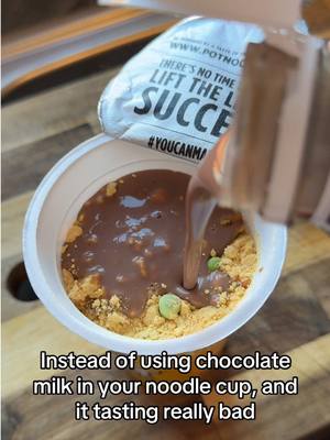 A post by @vlogcast on TikTok caption: This is mind blowing! #fyp #noodles #milkshake 