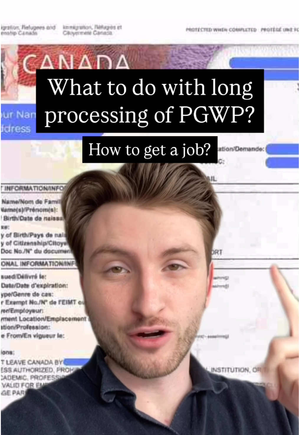 A post by @maxmedyk on TikTok caption: What to do if your PGWP has been processing too long and employers don’t want to hire you?  #pgwp #prcanada #ircc