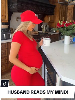 A post by @lianev on TikTok caption: My husbands a mind reader 😳😂 #comedy #pregnant #married 