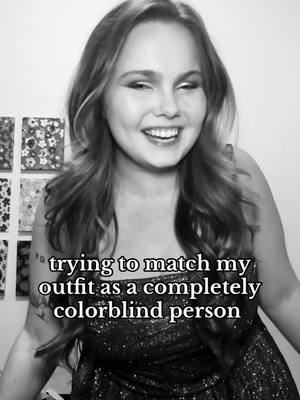 A post by @natashac44 on TikTok caption: How are the colors? natashacaudill on IG for bts of the event 🥰 #Achromatopsia #Colorblind #Color #Blind #Blindness #Fashion #Makeup #Beauty #Event #GRWM #Dress #Glitter #Accessibility @Fazit @ColourPop Cosmetics @YSL Beauty 