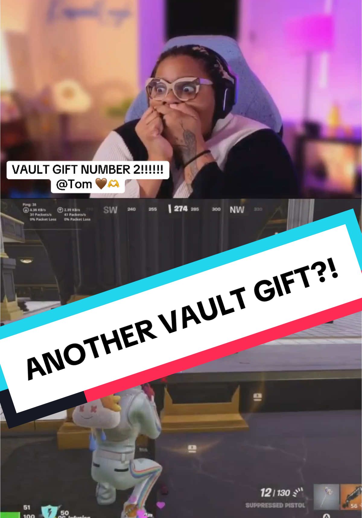 A post by @kasualleigh on TikTok caption: A SECOND LEVEL VAULT GIFT, IM GOING TO PASS OUT. This is the best chat on TikTok baby. I love you so much darling thank you! Welcome to Emote KREW Tom! 🩵 #livegift #underseakingdom #TikTokLIVE #vault 