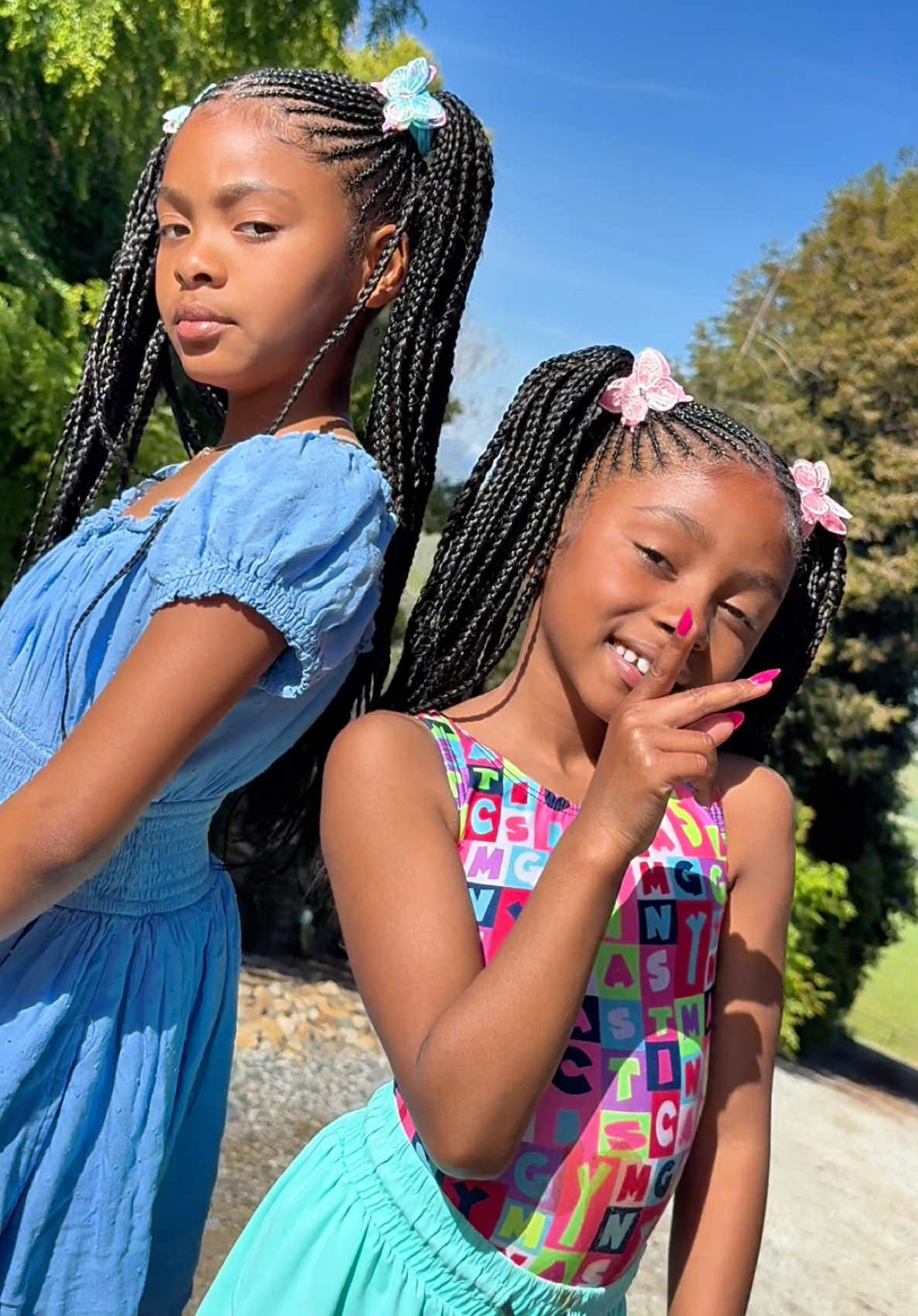 A post by @beautdeeandthebunch on TikTok caption: Finally done with these girls hair. How do you guys think I did?  SN: So happy I did it, saved so much money & I actually think I didn’t do half bad compared to a real hair dresser.  Also, I told Juju to go get dressed, she put my dress on. Anyway, we ready to travel in just a few days. So excited 🥰 #beautiishername #foryoupage #fyp #beautdeeandthebunch #fypシ゚viral #viralvideo 