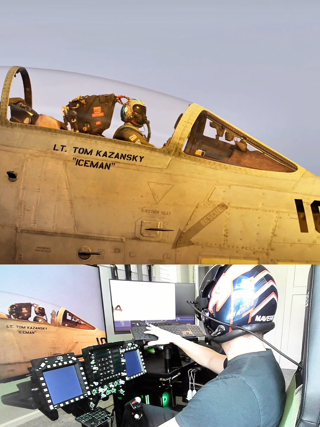 A post by @nomad.props on TikTok caption: one last ride ✈️ rest in power Val 🕊 #valkilmer #iceman #maverick #topgun #topgunmaverick #vr #dcsworld 