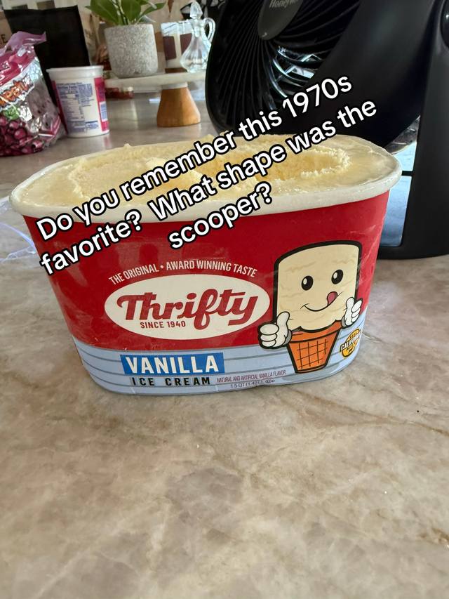 A post by @frederick on TikTok caption: #thriftyicecream #icecream #answerthequestion #1970s #vanillaicecream 