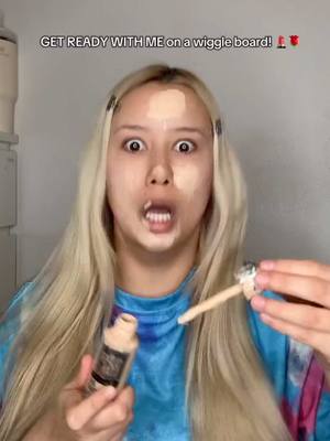 A post by @noeminikita on TikTok caption: GRWM ON A WIGGLE BOARD 🫨🫨🫨🫨🫨 ib @King Harry #makeupchallenge #makeup #beauty #BeautyTok #trend #viral #fyp