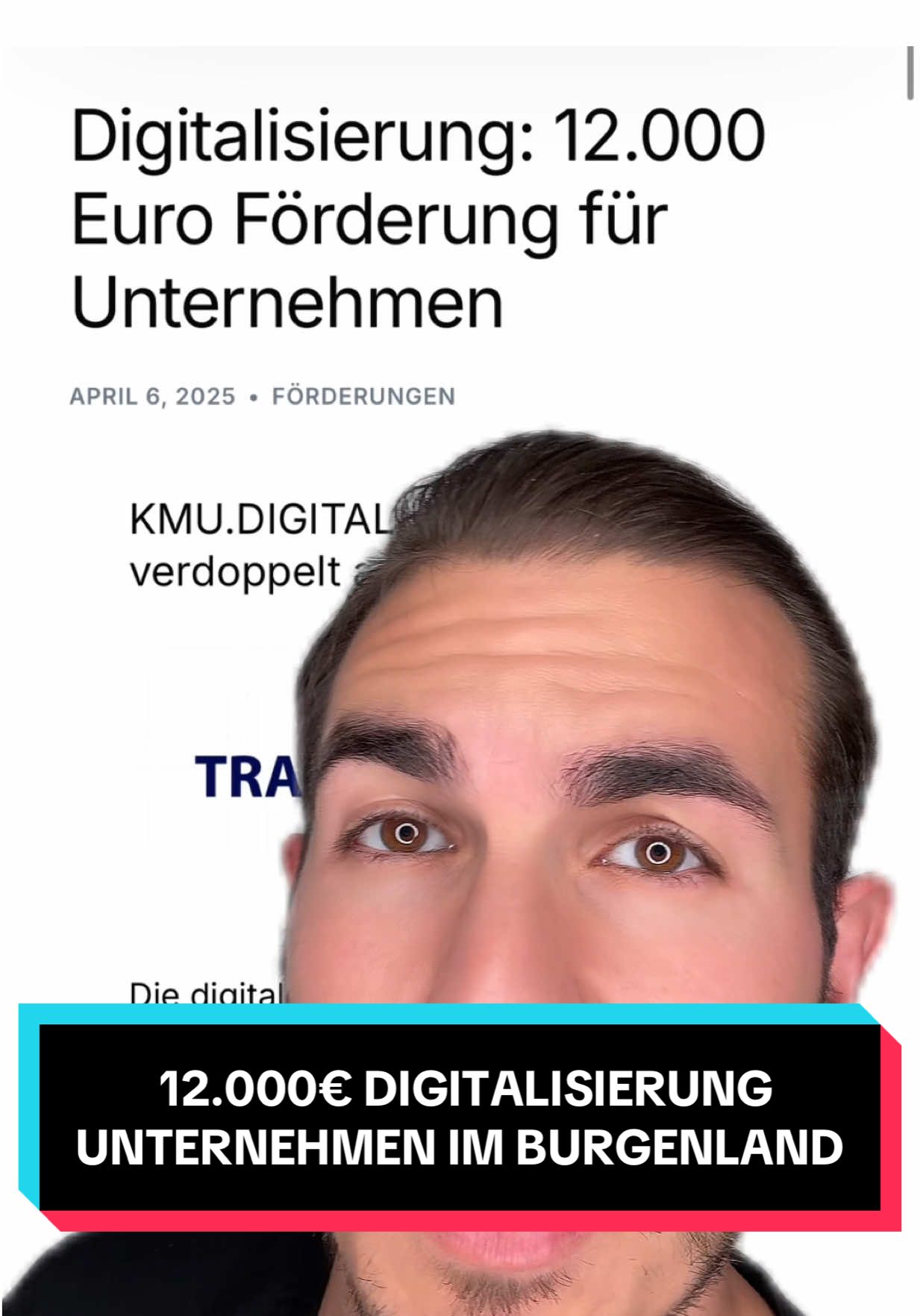 A post by @foerderminister on TikTok caption: 12.000€ für Selbstständige und Unternehmen im Burgenlnd für Digitalisierung ☝️! #förderungen #österreich #zuschuss #fyp #steuern #finanzen #bonus #unterstützung #2025 #unternehmen  #burgenland 