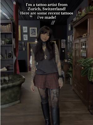 A post by @ginamadskull on TikTok caption: I'm Based in Switzerland Zurich Use the link in my bio for bookings 🖤 . #tattoo#tattooart#tattooideas#tattooinspo#Art#tattooartist#swisstattooartist#swisstattoo#girlswithtattoos#alt#altgirl#queertattooartist#tattoolover#switzerland#zurich