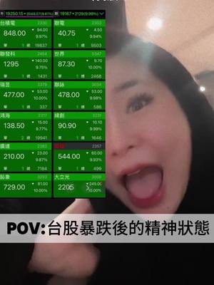 A post by @poanpoan0413 on TikTok caption: Baby我們的感情好像跳樓積⋯⋯ 極速落地⋯⋯⋯ #股市 #暴跌 #omg #☠️ 