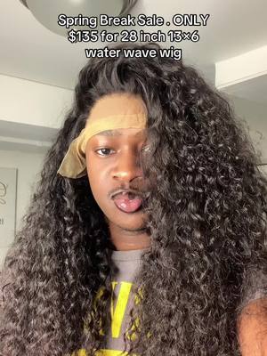 A post by @kenn_comedytv on TikTok caption: Spring Break Sale . ONLY $135 for 28 inch 13×6 water wave wig #waterwavewig #90s #wigtok #wiginstall #wigsale #13×6water #wigstyle #springtok #forgirlforeverwig #waterwavewig 
