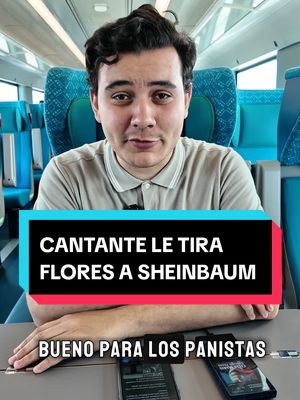 A post by @manuelpedrerooficial on TikTok caption: CANTANTE EXTRANJERA LE TIRA FLORES A LA PRESIDENTA SHEINBAUM