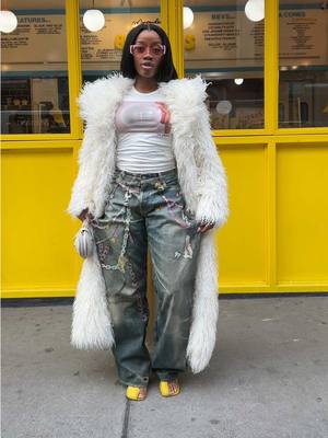 A post by @fashionnprodigy on TikTok caption: At least he recognizes good style, he’s invited to the cookout😂  Obsessed with these @acnestudiosofficial Jeans💕 #style #fyp #ootdfashion #nyc #ootdinspo #diesel #amazon 