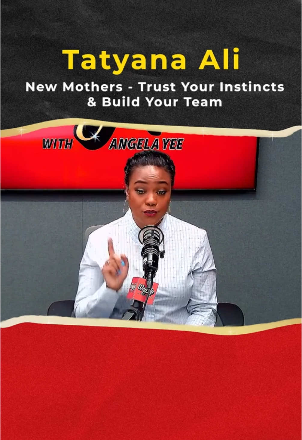A post by @tatyanaalitv on TikTok caption: For anyone expecting, my advice is to trust your instincts & build a team of caring people around you! Thank you @Way Up With Angela Yee for the platform to have these important convos! 