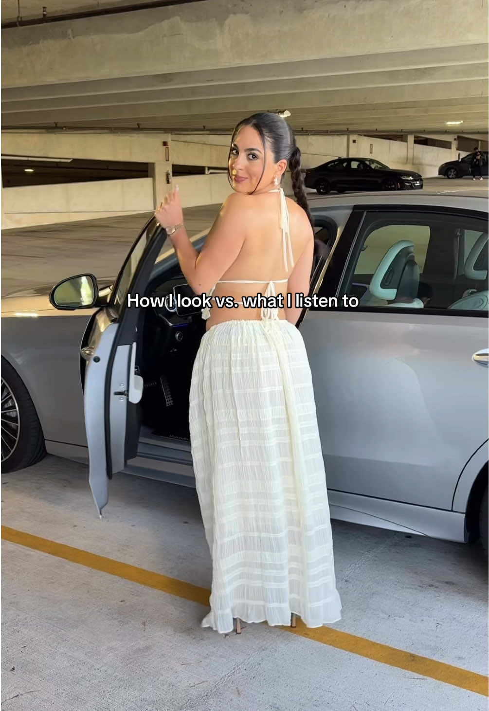 A post by @kayleighjudith on TikTok caption: Shut up when I’m talking to you 😇🫶🏻. Linkin park girl for life 🙂‍↕️🤌🏼. Wearing the Sadika Set in ivory from @STEPS NEW YORK (I’m in a size small). Use code Kayleigh35 for 35% off the site. 💕 . As always, drop your requests in the comments 🫡