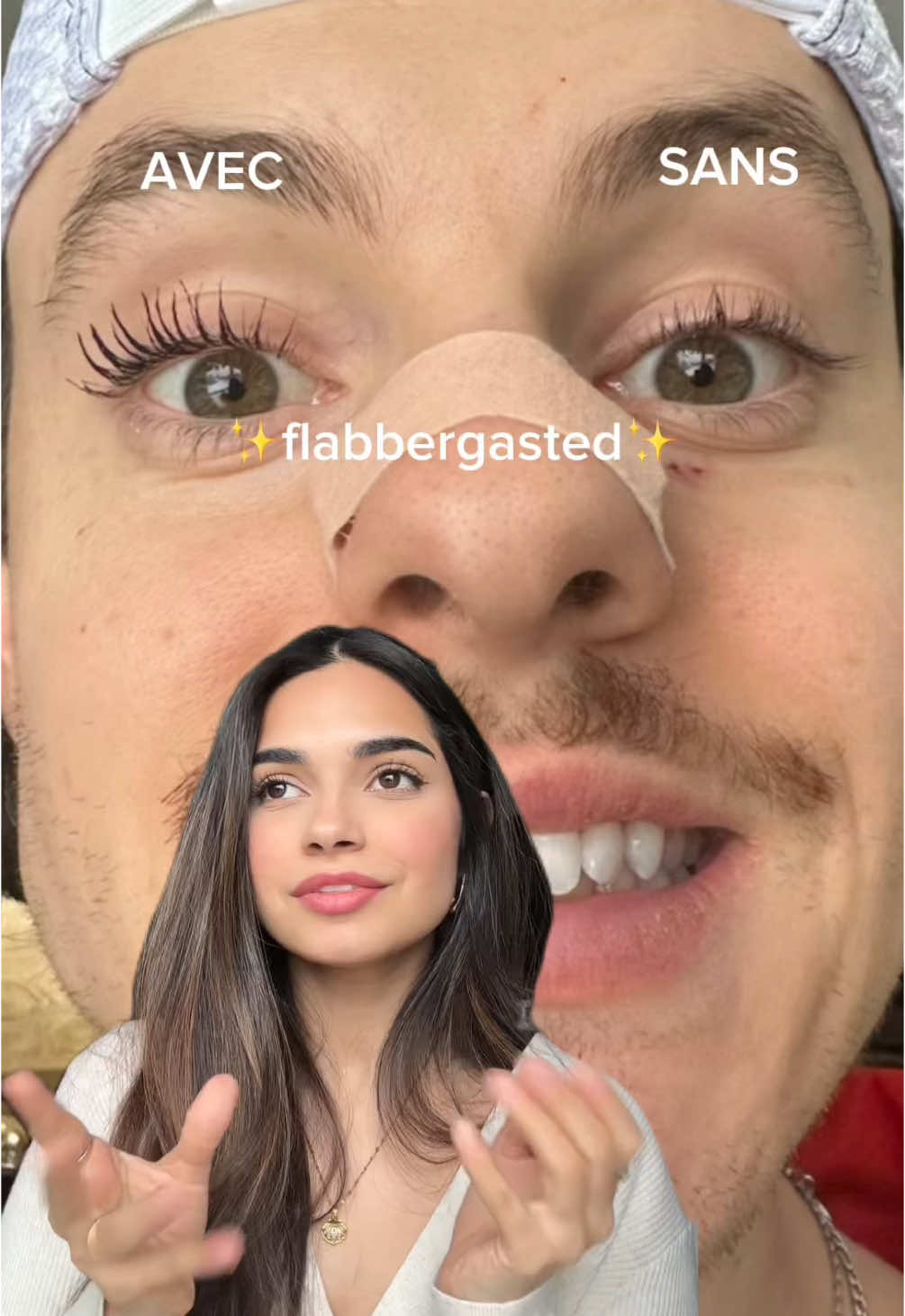 A post by @enya_jaime on TikTok caption: Merci @Kevin Gagnon d’etre mon cobaille 😌💅 @Maybelline NY #skyhighmascara 