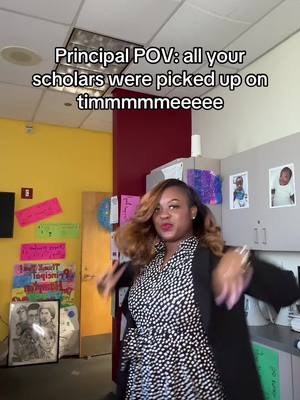 A post by @drkamilah_thaprincipal on TikTok caption: Small wins…first day all kids were picked  up on timeeeeeee…..#principalsoftiktok #aspiringleaders  #afterschool 