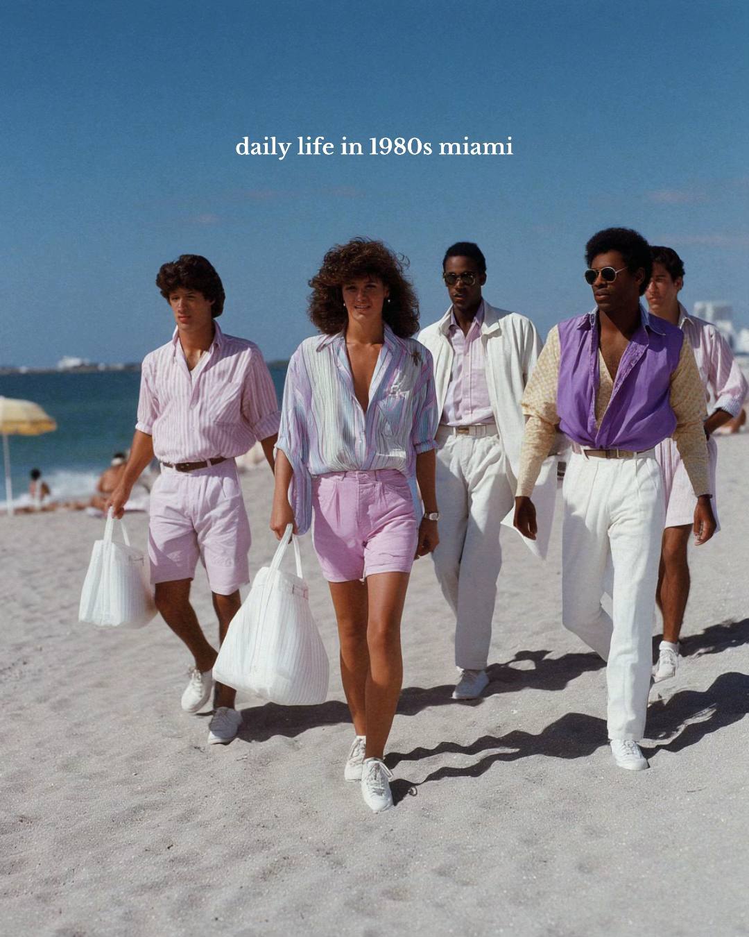 A post by @liminaldestinations on TikTok caption: Daily life in 1980s Miami 🩷⚡️🌴 [AI] #80s #1980s #interior #80sinterior #80sluxury #vaporwave #retro #vintage #liminal 