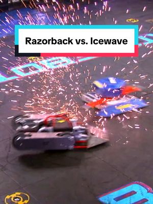 A post by @battlebots on TikTok caption: Blast from the Past! Flashback to 2015 when BattleBots returned to TV with a thrilling shrapnel-filled showdown between Icewave and Razorback. #battlebots #robots