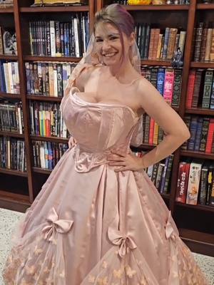 A post by @chimeracostumes on TikTok caption: I finished making this WEEKS ago and just now got time to film it 🥰 #sewing #ballgown #ootd #pink #butterflies #victorian 