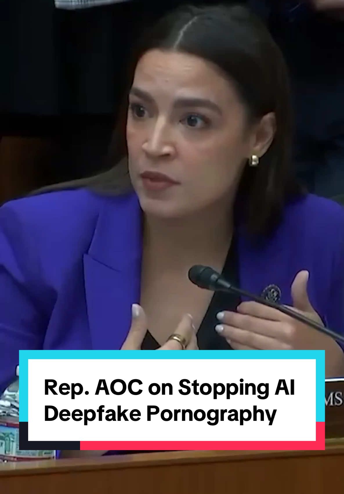 A post by @aocinthehouse on TikTok caption: Right now, 1 in 8 teenagers has a friend who has been impacted by deepfake harassment in schools. We need urgent action to stop AI deepfake pornography. It’s why we need Take It Down, but we also need more legislation to protect survivors of AI abuse like my DEFIANCE Act.