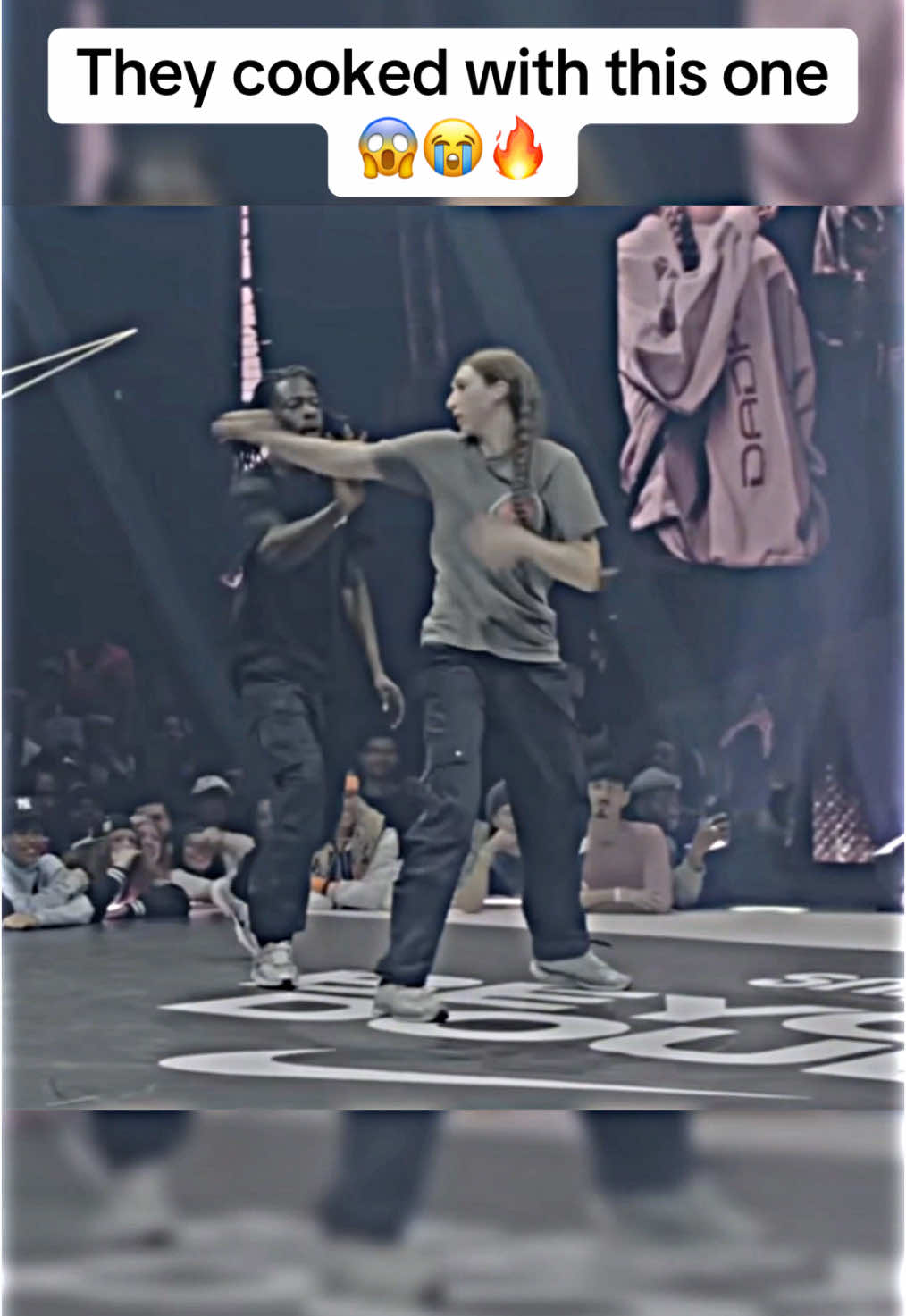 A post by @newdancetv on TikTok caption: How many times have you rewatched this? Me: Yes... wait, what was the question? @beyonddoubt_battle 2024 #bboy #breakdance #dancebattle #baile #viral #xyzbca #respect #fypシ 