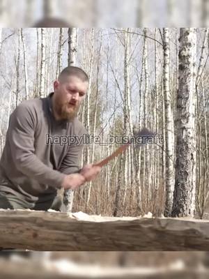 A post by @happylife_bushcraft on TikTok caption: build a large wooden house using our ancestors' methods Part 2 #build #building #builder #buildingahouse #cabin #logcabin #bushcraft #woodenhouse #viralvideo #fyp