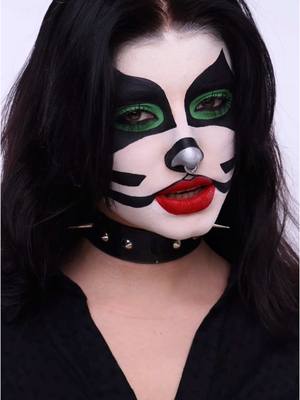 A post by @runscay on TikTok caption: back with another KISS makeup recreation 🐈‍⬛  ib @Luara Reisinger #kiss #kissmakeup 