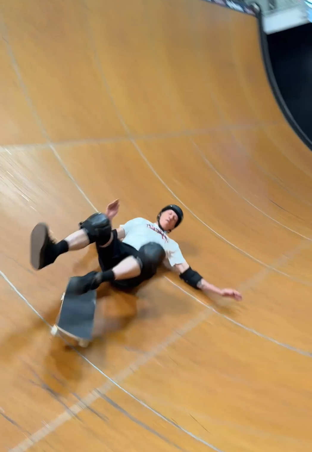 A post by @tonyhawk on TikTok caption: New one… for me, at least. Fakie shuv to switch 5-0? This was much harder - and more dangerous - than I anticipated. And I had to keep going after the sketchy landing to get a clean one. Multiiply each of these attempts by 10 and you’ll understand what it took to get there. It was worth all the effort and every abrasion to my shin. 👴🏼🛹 🎞️: @Alim Khan 