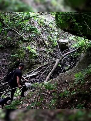 A post by @happylife_bushcraft on TikTok caption: The HIDDEN Bunker Built into a MOUNTAIN Part 1 #build #building #builder #buildingahouse #cabin #logcabin #bushcraft #woodenhouse #viralvideo #fyp