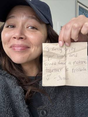 A post by @missoneil on TikTok caption: Sorry Susan! Thank you for the chocolate and the sweet note!!! @Alaska Airlines 