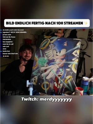 A post by @merdyyyyy on TikTok caption: Schaut gerne auf mein Twitch vorbei 🤍✨ #stream #streamhighlights #german #sonic #Art #painting 