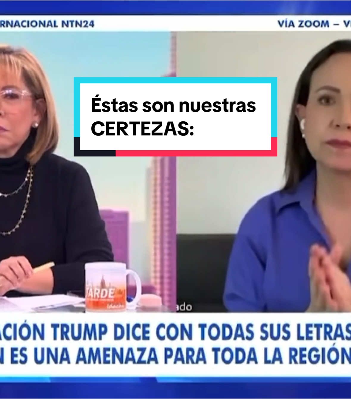 A post by @mariacorinaya_ on TikTok caption: Éstas son nuestras CERTEZAS: 1. Tenemos la FUERZA de un pueblo UNIDO decidido a luchar por su Libertad. 2. Nuestros aliados internacionales están comprometidos a apoyar la transición a la democracia en Venezuela. 3. Dentro del régimen las tensiones y fracturas se intensifican porque saben que esto es INSOSTENIBLE.