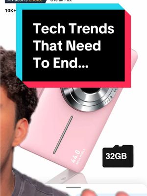 A post by @carterpcs on TikTok caption: Please end these tech trends.. #carterpcs #tech #techtok #techfacts #vintagecamera #digitalcamera #watercooler #airpodsmax 