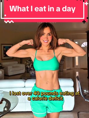 A post by @miadio on TikTok caption: What I eat in a day to maintain my physique. For reference, I’m around 5’9 and weigh 130 lbs! #musclemommy #fitness #whatieatinaday #protein #diet #health 