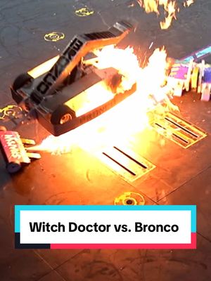 A post by @battlebots on TikTok caption: When the world was first introduced to Witch Doctor and Bronco #battlebots 
