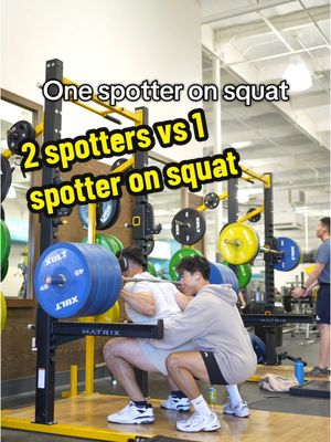 A post by @tylerpath on TikTok caption: When it comes to the barbell squat, having 2 spotters is better than having one. Especially when you’re dealing with spotting @VJROD on 405lbs. And as always, use safety pins. #fyp #fitness #gym #bodybuilding 
