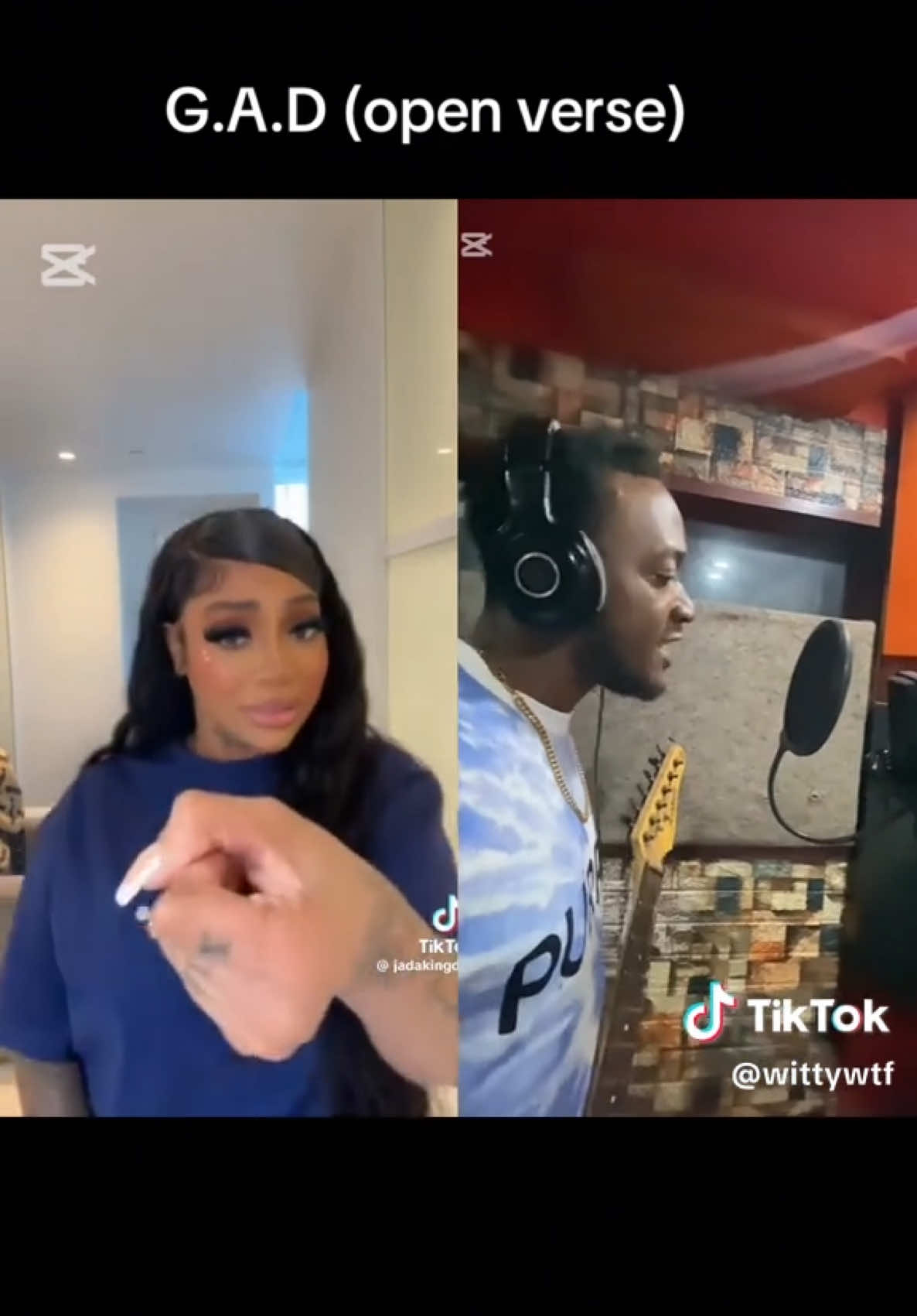 A post by @jadakingdom on TikTok caption: @Wittymusic 💃🏽🔥🎸 1witty! This Tuff! #openversechallenge #GAD #JadaKingdom #Twinkle 