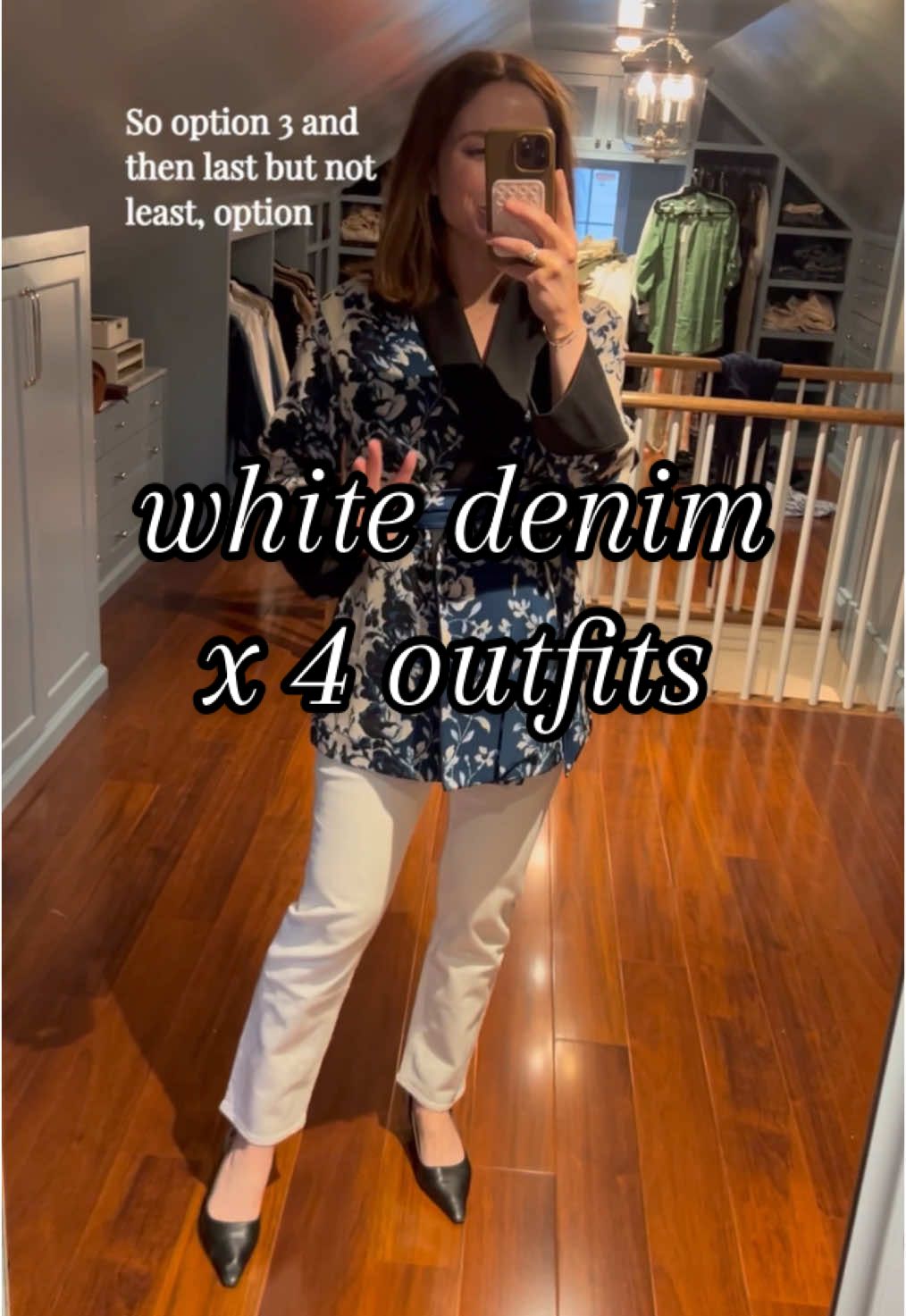 A post by @kellymccoyd on TikTok caption: Giving maternity denim a try! My thoughts + 4 outfits to style with white denim! #whitedenim #whitejeans #bumpfit #bumpstyle #springoutfits #springoutfitideas 